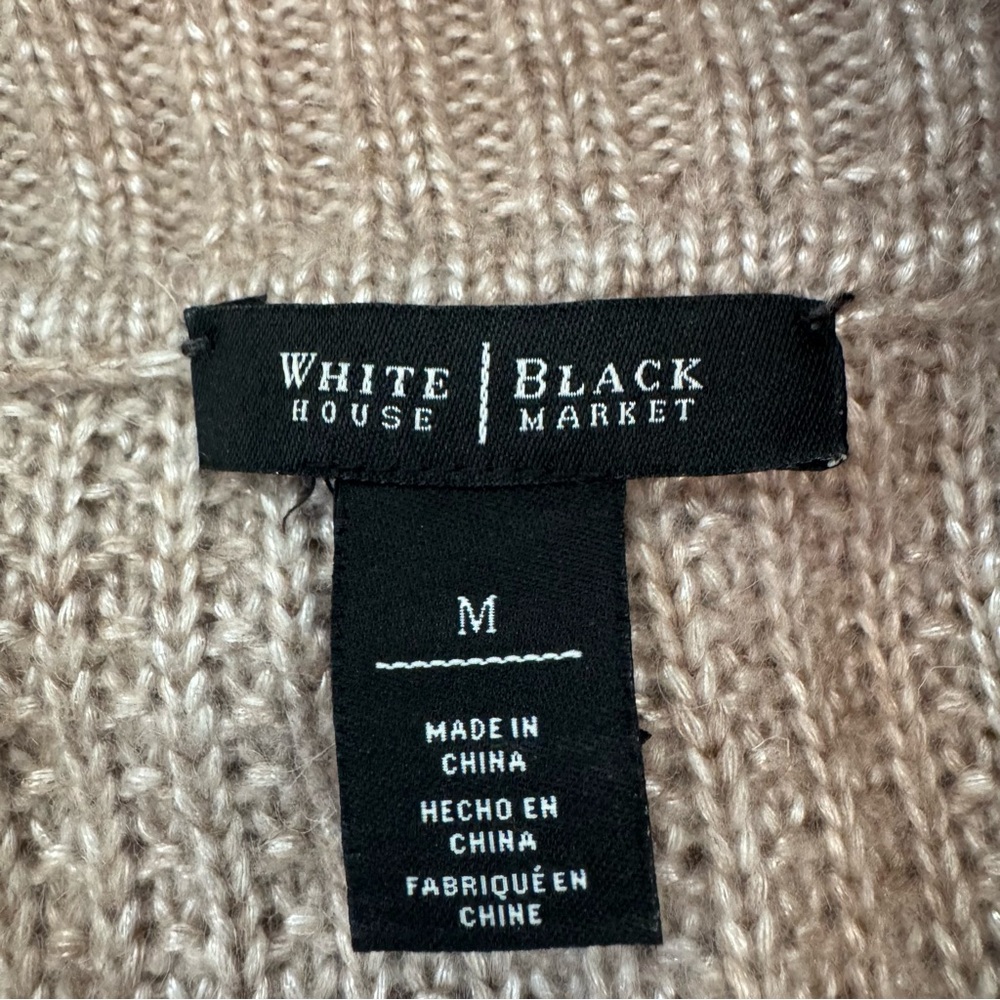 White House Black Market $170 Beige Metallic Cowl Neck Sweater Mini Dress Medium - Picture 3 of 4